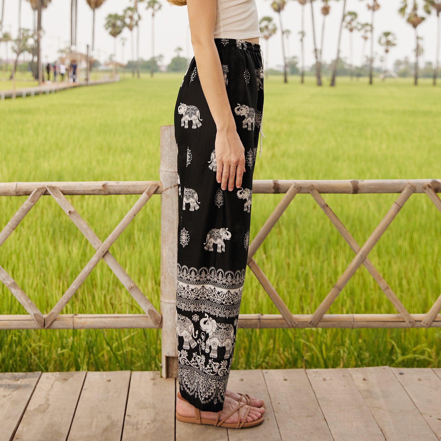 Bangkokpants Women's Yoga Clothing Elephant Pants Black US Size 0-12